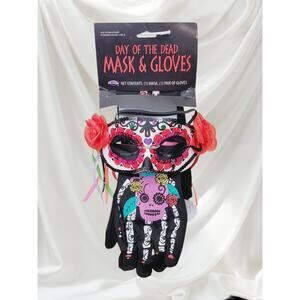 Day of the Dead Adult Costume Accessories Mask Long Gloves Dia De Los Muertos